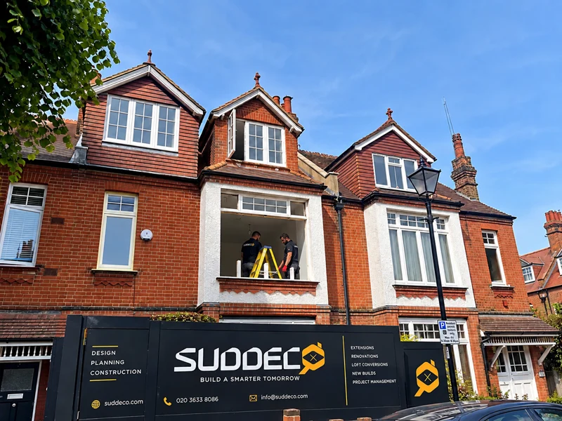 Suddeco team on site, installing windows during a London refurbishment